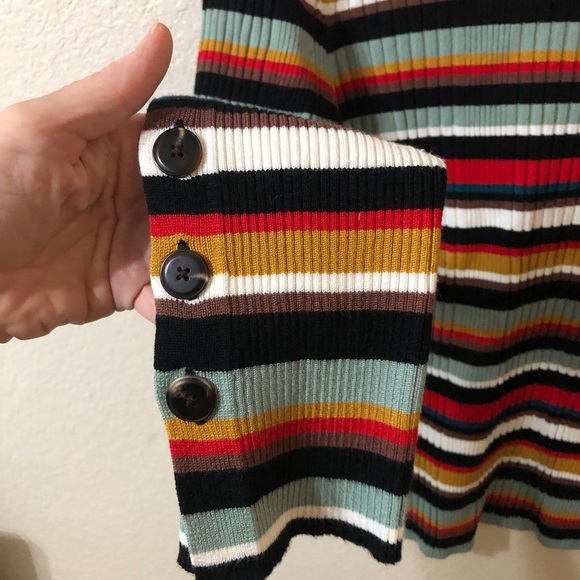 Anthropologie Moth Fawcett Striped Multicolor 90s Turtleneck - Size XL - Picture 3 of 6
